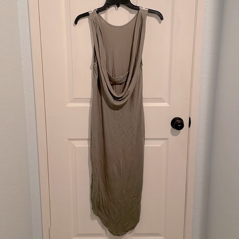 Premonition sage green open cowl back sleeveless tank maxi dress